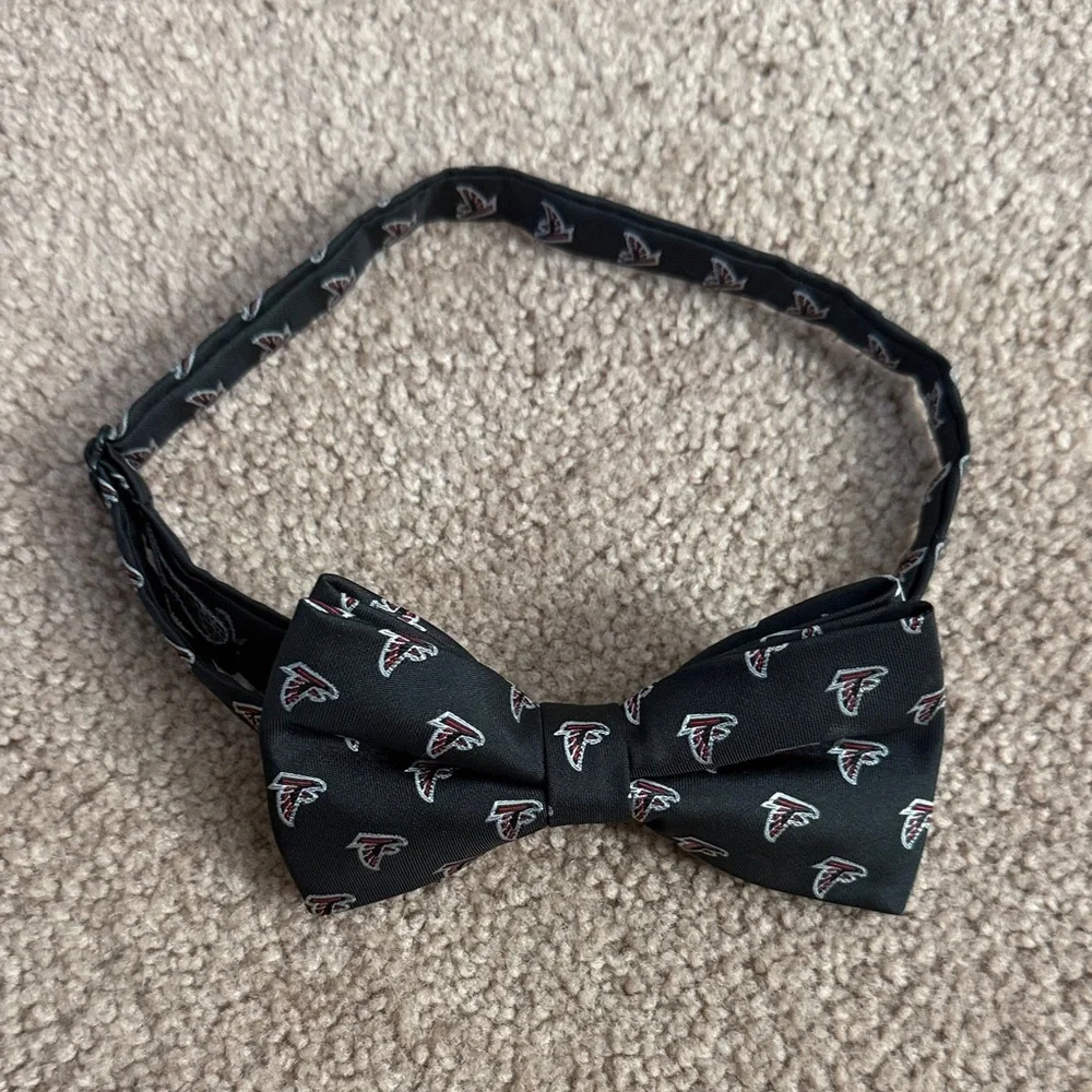 Black and Red Dog Bow Tie with Logo Pattern - Atlanta Falcons Football Sport